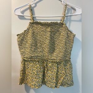 Old Navy Yellow Floral Smocked Crop Top